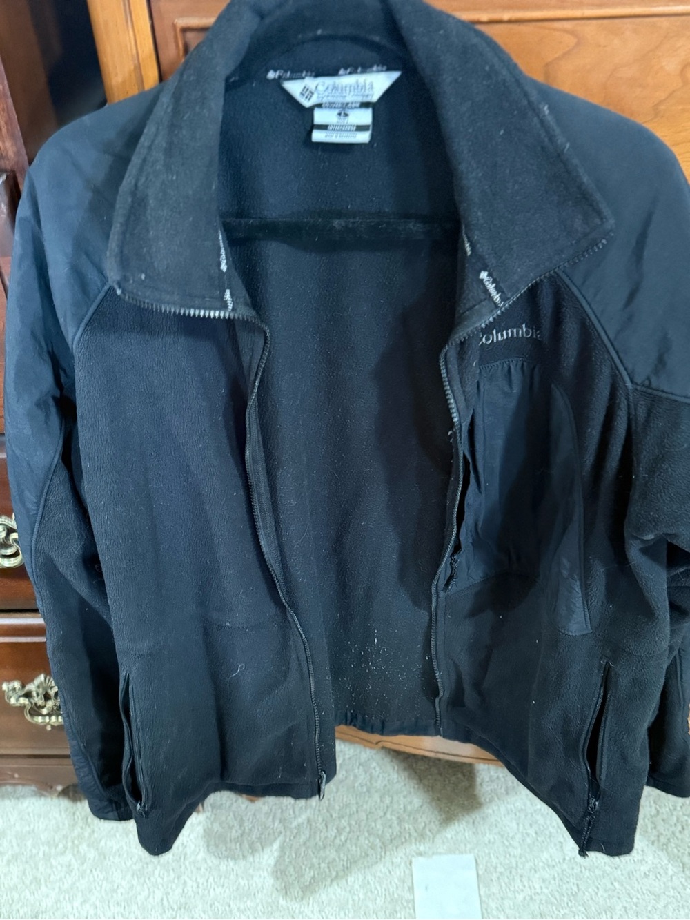 Columbia Black Fleece Jacket with White Logo Tag